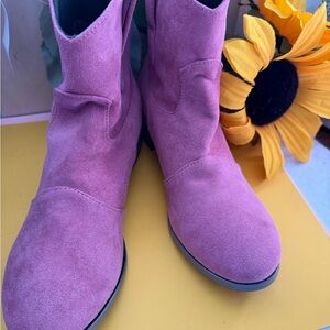 Purple Suede Ankle Boots